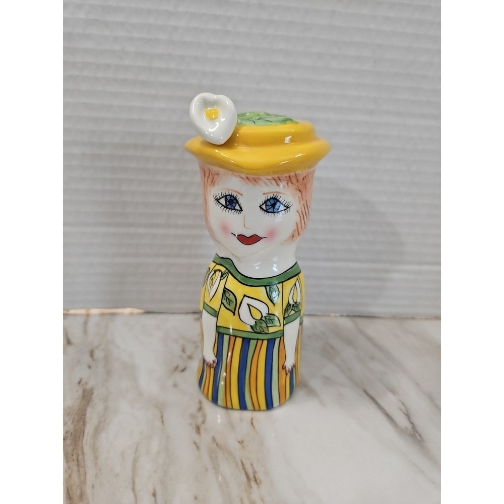 Susan Paley By Ganz Lady "Lily" Single Ceramic Salt Shaker Handpainted